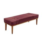 Divã Recamier Banco Base Madeira Para Quarto Gênova 90cm Veludo Vinho S04 - D&#39;rossi
