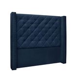 Cabeceira Cama Box King 195cm E Recamier Vicenza Suede S04 Cor Azul Marinho