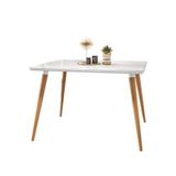 Mesa De Jantar Com Vidro Louise 120x90 Cm Pés Retrô Castanho - D&#39;rossi Cor Branco