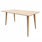 Mesa De Jantar Antonella 160x90 Cm Pés Retrô Castanho - D&#39;rossi Cor Off White