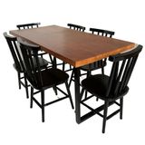 Conjunto De Mesa Jantar Melissa 160x80 Com 6 Cadeiras Cor Tampo Imbuia Cor Preto