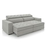 Sofá Decorativo Hugo 2 Lugares 208cm Reclinável E Retrátil Veludo Cinza Claro G45 - Gran Belo