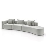Sofá Curvo Decorativo Kimiko 447cm 5 Lugares Sala De Estar Com Chaise Veludo Cinza G52 - Gran Belo