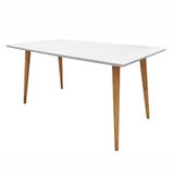 Mesa De Jantar Antonella 160x90 Cm Pés Retrô Castanho - D&#39;rossi Cor Branco