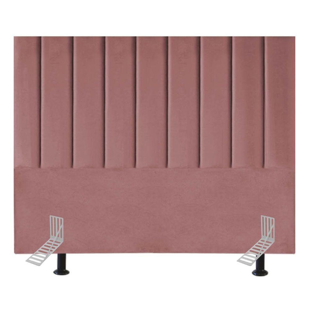 Cabeceira Estofada Cama Casal Box 140 Cm Catarina Suede E Frame Rosé