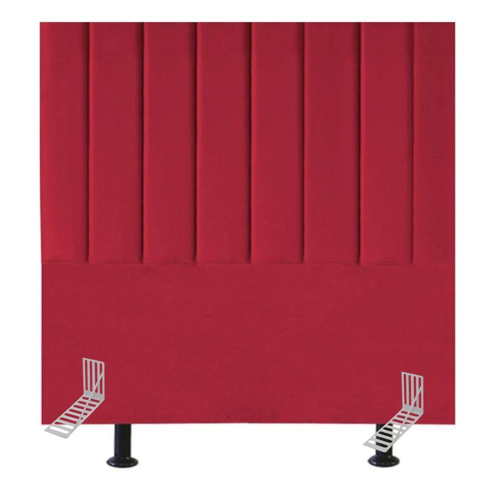 Cabeceira Estofada Cama Casal Box 140 Cm Catarina Suede E Frame Vermelho