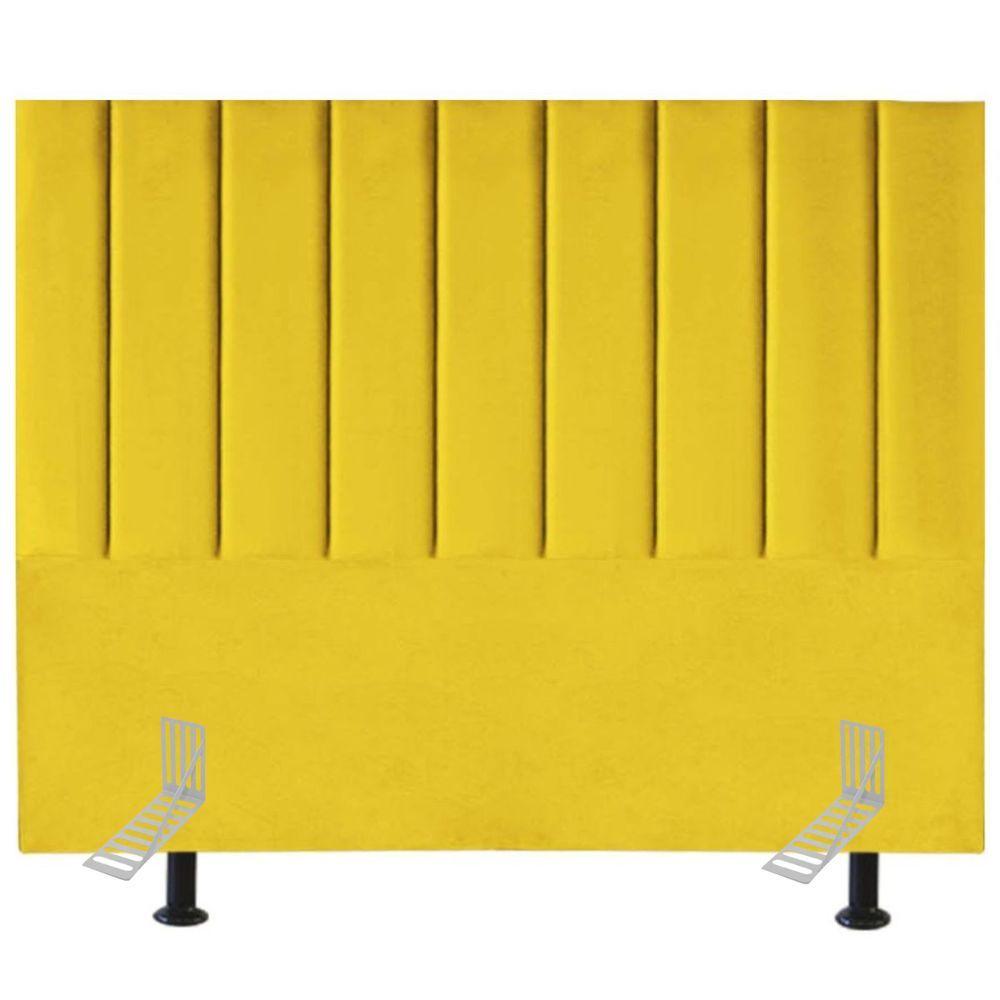 Cabeceira Estofada Cama Casal Box Queen 160 Cm Catarina Suede E Frame Cor:amarelo