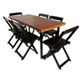 Conjunto De Mesa Jantar Gourmet 160x80 Com 6 Cadeiras Cor Tampo Imbuia Cor Preto