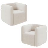 Kit 2 Poltronas Decorativas Sala De Estar Trinidad Base Fixa Bouclê Off White G33 - Gran Belo