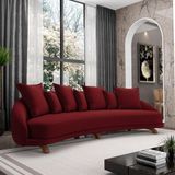 Sofá Living 3 Lugares 265cm Pés Madeira Morales Com Almofadas Veludo Bordô G52 - Gran Belo