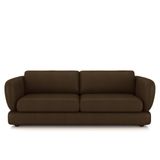 Sofá Living 3 Lugares 225cm Pés Madeira Dalian Couro Legítimo Capuccino G52 - Gran Belo