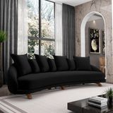 Sofá Living 3 Lugares 265cm Pés Madeira Morales Com Almofadas Veludo Preto G52 - Gran Belo