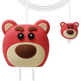 Capa Protetora De Carregador Cabo De Silicone Urso Rosa