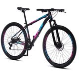 Bicicleta Aro 29 Krw Alumínio 24 Vel Freio A Disco X52 Cor:preto/rosa E Azul,tamanho Quadro:21 Preto/rosa E Azul