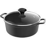 Caçarola Fetti Alumínio Antiaderente 24cm Pomel Vidro Preto