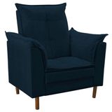 Poltrona De Amamentação Com Puff Quarto De Bebê Anny Suede Cor:azul Marinho