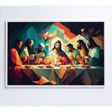 Quadro Jesus Cristo E A Última Ceia Medidas 60x40 Cm Impressão Vidro Acrílico
