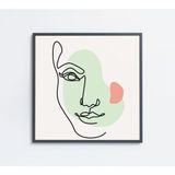 Quadro Feminino Silhueta Meia Face Artística Contínua Medidas 40x40 Cm Impressão Vidro Acrílico