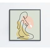 Quadro Feminino Silhueta Artística Contínua Medidas 60x60 Cm Impressão Vidro Acrílico