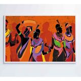 Quadro Mulheres Africanas Em Vestidos Coloridos Medidas 120x80 Cm Impressão Vidro Acrílico