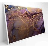 Quadro Abstrato Com Pintura Dourada Medidas 90x60 Cm Impressão Vidro Acrílico