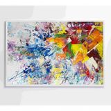 Quadro Abstração Multicolorida Tinta Acrílica Medidas 120x80 Cm Impressão Vidro Acrílico