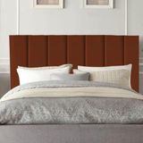 Cabeceira Estofada Cama King 195 Cm Lídia Veludo E Frame Terracota