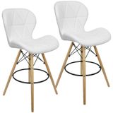 Kit 2 Banquetas Slim Eiffel Wood Estofada - Branco