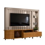 Estante Home Theater Ripado Com Led Le Mans 2,40 M Cor Fendi Naturale - Madetec