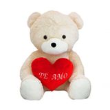 Urso Branco Coração Te Amo 70cm - Pelúcia