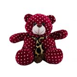 Urso Vinho Pintas Brancas Cachecol 25cm - Pelúcia