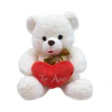 Urso Pelúcia Branco Coração Te Amo 40cm Ursinho Presente