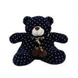 Urso Azul Pintas Brancas Cachecol 25cm - Pelúcia