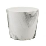 Vaso Porcelana Detalhes Preto Estilo Mármore 9x10x10cm