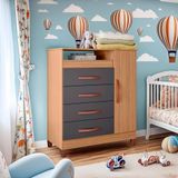 Cômoda Para Quarto Infantil 4 Gavetas 1 Porta Nature Titanium Triton Shop Jm