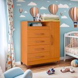 Cômoda Para Quarto Infantil 4 Gavetas 1 Porta Cinamomo Triton Shop Jm