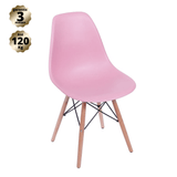 Cadeira Quarto Escritório Sala Charles Design Eames Eiffel Wood - Rosa