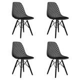 Conjunto Com 4 Cadeiras Eames Maglia Pc Preto