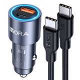 Carregador Veicular Carro 1hora 3a+cabo Usb Tipo C Azul