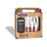 FAQUEIRO 24 PEÇAS POLYWOOD VERMELHO SORTIDOS COM LAMINAS DE ACO INOX E CABOS DE MADEIRA TRAMONTINA