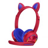 Fone De Gato C/ Orelhas Headphones Luminosos Com Microfone Cor:vermelho