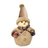 Boneco De Neve Decorativo Natal Pelúcia Marrom Claro Gravata E Luvas Xadrez 30cm - Master Christmas