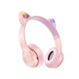 Fones De Ouvido Sem Fio Bluetooth P47 Cat Ears Rgb Pink