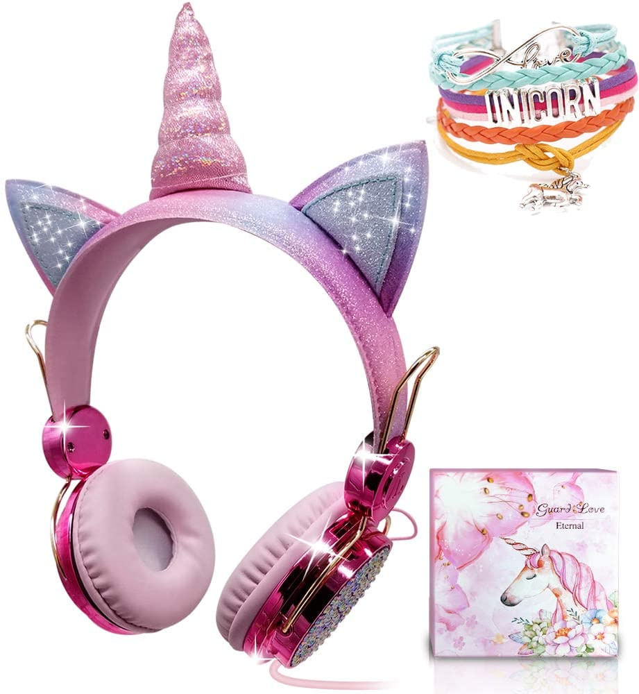 Fones De Ouvido Unicorn Kids Para Meninas Crianças Adolescentes Fones De Ouvido Com Fio W/microfone 3.5mm Jack Over On Ear Headset For Sch