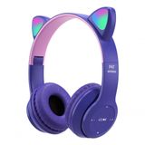 Fone De Ouvido Bluetooth P47 Com Orelha De Gato De Led Rgb Cor:roxo