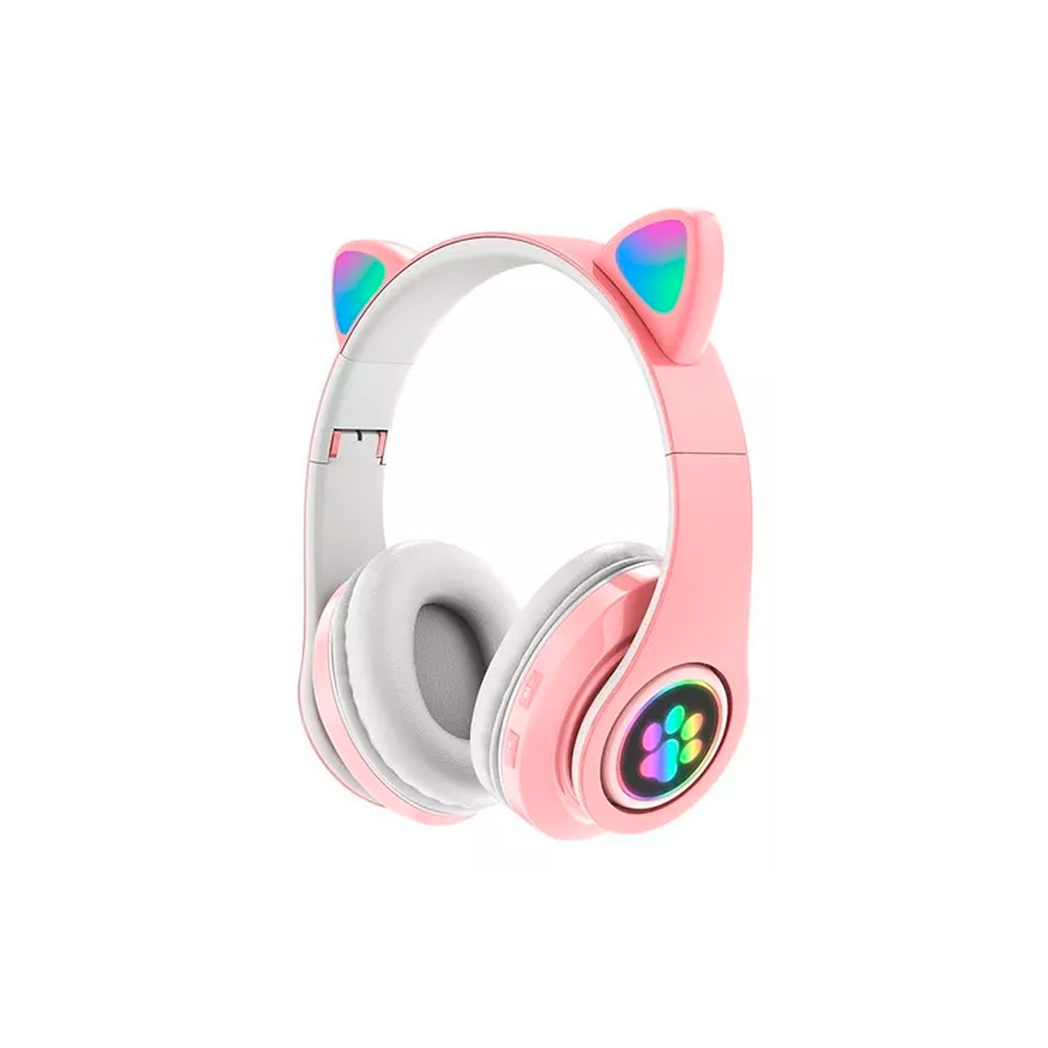 Fones De Ouvido Bluetooth Pink Cat Ears Led Lights 400mah Bateria