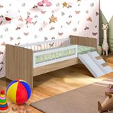 Cama Infantil Solteiro Oak Branco Com Grade De Proteção Shop Jm