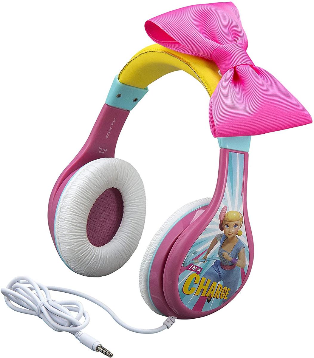 eKids TS-140BP Fones de ouvido para crianças Toy Story 4 Bo Peep Estéreo Ajustável Emaranhado 3.5Mm Cabo com fio com fio sobre o controle de volume d