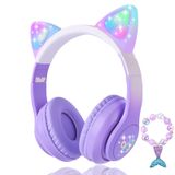 Fones De Ouvido Koraba Cat Ear Kids Bluetooth Led Claro Roxo