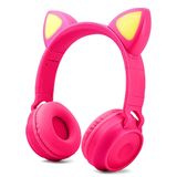 Fone De Ouvido Headphone Orelha De Gato Branco Com Rosa Sem Fio Bluetooth Hf-c290bt Exbom